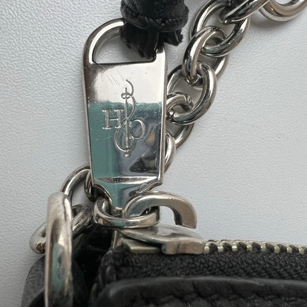 Cole Haan Black Pebble Leather Crossbody Bag w/Chain & Leather Handle